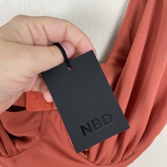 NBD Revolve Nicolina Bodysuit in Copper NWT Size Small Open Sides Burnt Orange - Picture 8 of 11